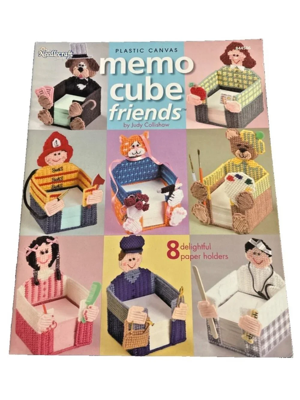 Vintage Plastic Canvas Memo Cube Friends Judy Collishaw Needlecraft Pattern Book